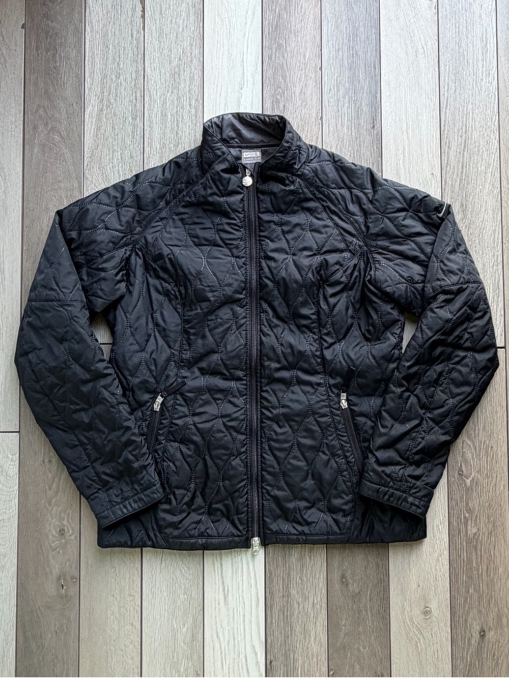 Nike Black Quilted Jacket with Logo Zipper Pull (Women’s)